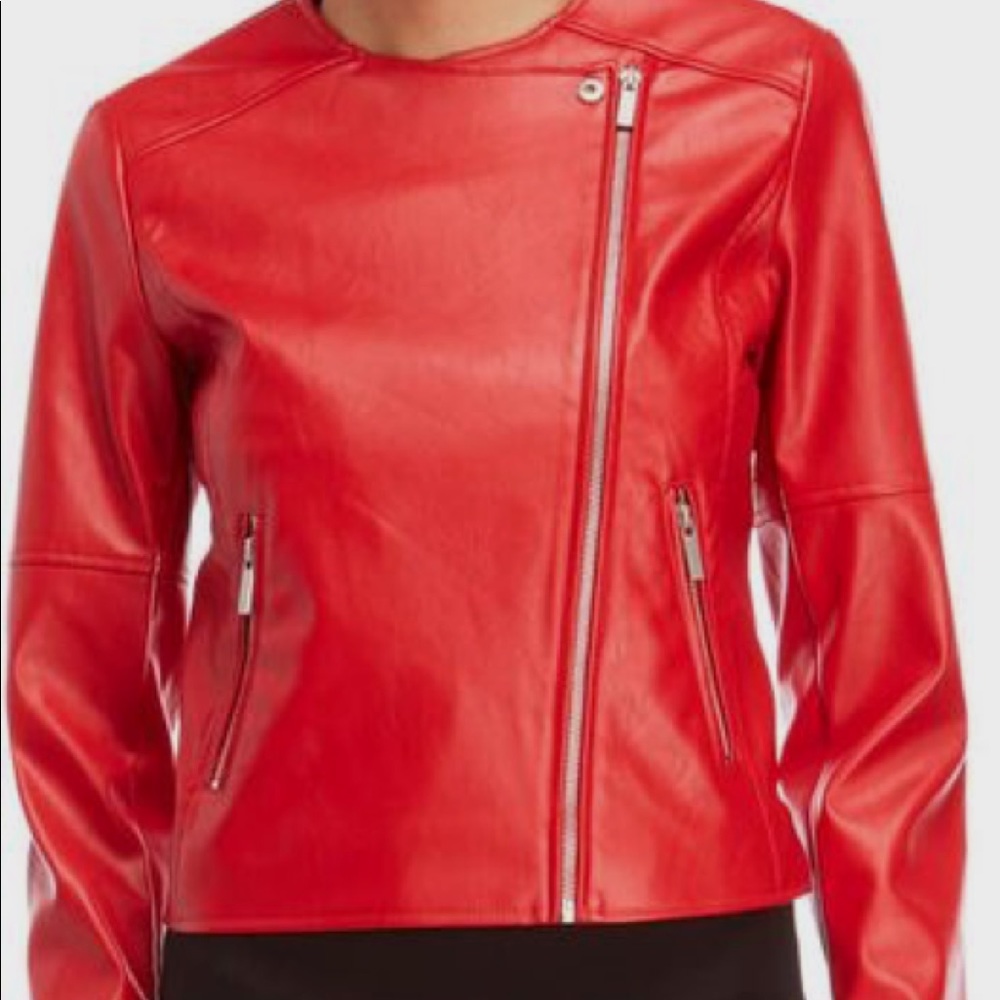Red Faux Leather Jacket